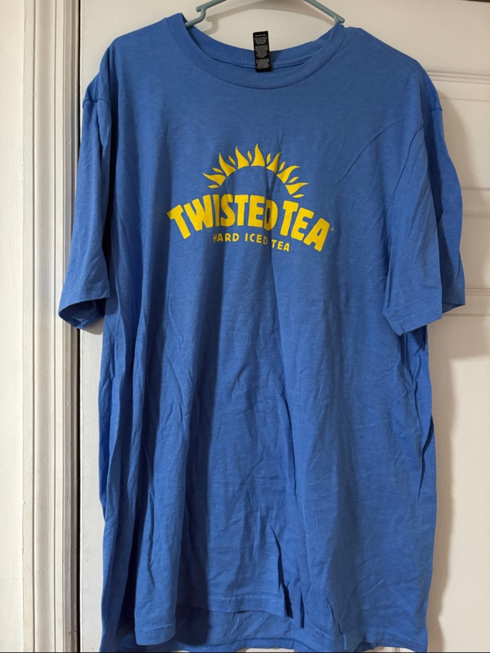 Twisted Tea Men's Sky Blue Tee with Yellow Logo